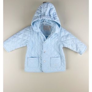Emile et Rose Curtis Blue Quilted Jacket Detachable Hood Baby Boy